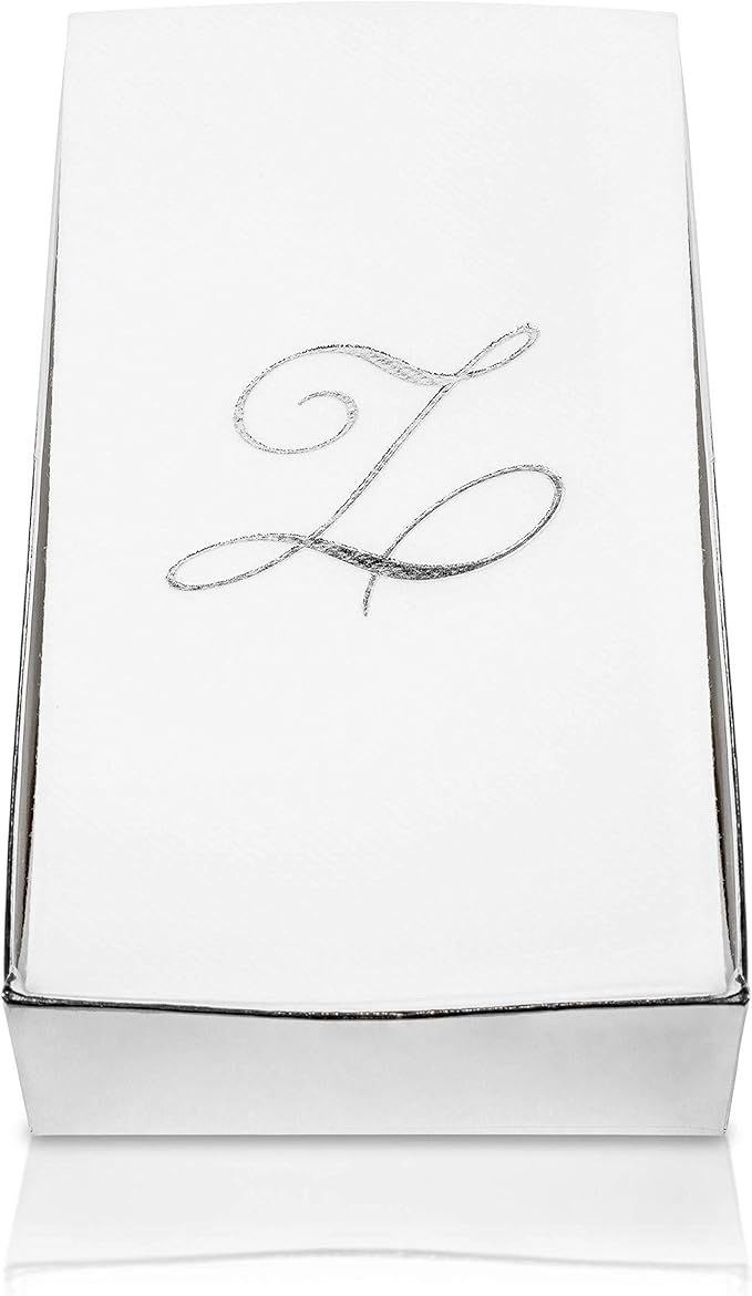 AMERICAN HOMESTEAD Disposable Hand Towels - Gold Foil Monogrammed Guest Napkins - Linen-Like Bathroom Paper Towels for Guests - Perfect Wedding and Party Napkins - 50 Count (Gold Z)