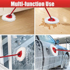 Spin Mop Replacement Head for OCeda EasyWring Microfiber Spin Mops, 2 Microfiber Mop Refills 4-Section 30-to-58 inch Mop Replacement Stick and 1 Base Combo Set (White(1 Tank System)