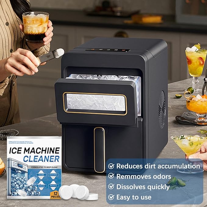 Ice Machine Cleaner Maker Descaler - 24 Clean Tablets, Compatible with Opal, Kitchenaid, Nickel Safe Scale Remover for Countertop, Deep Cleaning, Remove odor, Bulk 1 Year Supply