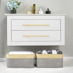 TheWarmHome Storage Basket for Organizing - 3 Pack 14x10x7 inch Large Collapsible Storage Bin for Shelves, Fabric Storage Cubes for Organizer ClosetCloth Gift Toy (Grey & Gold)