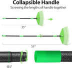 Plastic Rake for Leaves, 23 Tines 16" Wide Plastic Lawn Gravel Shrub Leaf Rake for Leaves and Grass, Thatch Garden Rakes for Yard Heavy Duty Long Handle 35-55"