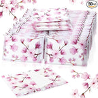 Geyee 50 Packs Facial Tissue Travel Packs Disposable Pocket Tissues for Wedding Guest Travel School Purse Home Supplies, 500 Sheets 3 Ply(Pink Magnolia)