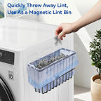 Laundry Room Organization and Storage Magnetic Dryer Ball Holder with Magnetic Hanger Holder, Magnetic Lint Bin for Washer Dryer, Iron Basket Dryer Ball Container, Magnetic Laundry Organizer (Black)