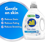 all Free Clear, Original, Liquid Fabric Softener for Sensitive Skin, Unscented and Hypoallergenic, Concentrated, 80oz, 200 Loads