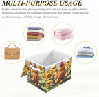 senya Large Storage Bins with Linen Collapsible Foldable Storage Cubes Fabric Closet Organizer Containers box with Flip-Top Lid for Home Bedroom Office 16.7 x 12.6 x 11.8in (Chicken Pattern)