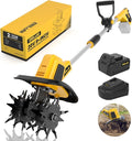20V Cordless Electric Garden Tiller Cultivator, 9-Inch Tilling Width, 6.6-Inch Depth Rototiller for Soil Cultivation, Lawn, Gardening, Lightweight Tiller Includes 4.0Ah Battery and Charger