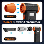 Compressed Air Duster, 2-in-1 Duster Blower & Vacuum with 320000RPM Jet Fan, Electric Air Duster Rechargeable, 4-Gear Adjustable Air Blower for Detailing Keyboard Computer Car Home Outdoor Cleaning
