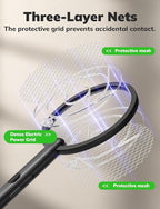 YISSVIC Electric Fly Swatter Bug Zapper Racket 4000V LED Screen Dual Modes Fly Zapper Rechargeable for Indoor Home Office Backyard Patio Camping