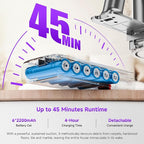 Clinkal Cordless Stick Vacuum Cleaner, 38Kpa Powerful Suction Vacuum Cleaner with LED Headlight, Detachable Battery, 8-in-1 Lightweight Handheld Vacuums for Pet Hair Carpet and Hardwood Floor, Purple