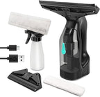 Window Vacuum Cleaner Kit Cordless, 35Min Runtime & 2 Suction Nozzles Cleaning Tool, All-in-One Electric Squeegee Spray Kit for Streak-Free Windows Washing, Shower Glass, Mirrors,Car