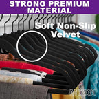 MIZGI Premium All Black Velvet Hangers with Black Hooks (30 Pack) Heavy Duty - Non Slip Felt Hangers - 360 Degree Swivel,Space Saving Clothes Hanger,Durable Strong Hanger for Suits,Coat