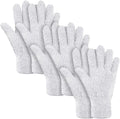 Patelai 3 Pairs Microfiber Plant Dusting Gloves Leaf Cleaning Gloves for Indoor Plants, Blinds, Furniture, House (White,Medium)