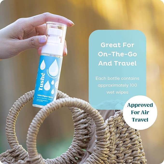 Toilet Paper Spray (2-Pack) – Flushable Wet Wipe Alternative for Sensitive Skin – Unscented, Septic Safe – Aloe Vera, Witch Hazel & Vitamin E – 118ml (4 fl oz)