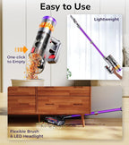 Cordless Vacuum Cleaner, 600W 50Kpa 70 Mins Cordless Stick Vacuum, Self-Standing Wireless Vacuum with Touch Screen, Charging Dock, Anti-Tangle Rechargeable Vacuum Cleaners for Home/Pet Hair/Carpet
