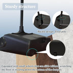 3-Pack Commercial Upright Dust Pan with Long Handle and Wheels – Heavy Duty Large Dust Pans for Indoor/Outdoor Use, Janitorial or House Cleaning Tools, Black Standing Dustpan