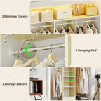 Besiost 48" Closet Organizer System, 4FT Closet System for Small Closets with 4 Hanging Rods & 3 Shelves, 80"H Small Closet Organizers and Storage for Bedrooms, Cloakrooms, White Oak