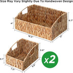 Ollieroo Rattan Storage Baskets, Handwoven Wicker Storage Bins with Built-in Handles, Storage Container Baskets for Shelves, Bedroom, Bathroom, Laundry Room or Kitchen(Natural)
