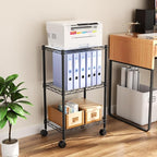 Golpart Small 3 Tier Shelves Storage Wire Shelving Unit Metal Shelf Adjustable Organizers Storage Shelving with Wheels for Bathroom Laundry Room Kitchen Pantry12”D x 18”W x 30.7”H Black