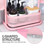 KINGRACK 3 Tier Pink Bathroom Counter Organizer, Rotating Makeup Organizer for Vanity, Perfume & Skincare Standing Shelf, Vanity Tray for Bathroom Countertop Storage, Pink