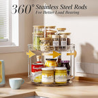LAMU 4 Pack 10.6'' 2-Tier Lazy Susan Turntable Organizer Rotating Spice Rack Organization for Cabinet, Kitchen, Pantry, Countertop, Bathroom, Vanity, Makeup Organizer, Clear