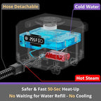 Canister Steam Cleaner: 50-Sec Heat-Up, 0.6 Gal Tank Refill Anytime (Non-Pressurized), 1650W, 60 PSI, 21-Pcs Kit, Dry/Wet Modes, Detachable Hose for Tile Grout Furniture Floor Car Cleaning Gray