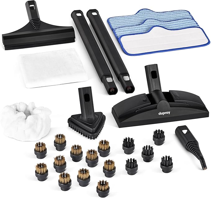 Dupray Neat Steam Cleaner with 27-Piece Accessory Kit – High-Performance Chemical-Free Cleaning for Floors, Cars, Tiles, and More. *Kills 99.9% of Bacteria & Viruses (incl. 11 brass brushes)