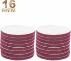 HARFINGTON 16pcs Scrubber Scouring Pads 400 Grits 5 Inch Drill Power Brush Hoop and Loop Surface Conditioning Disc Drill Scuffing Disc Scrub Pads for Home Kitchen Cleaning, Red