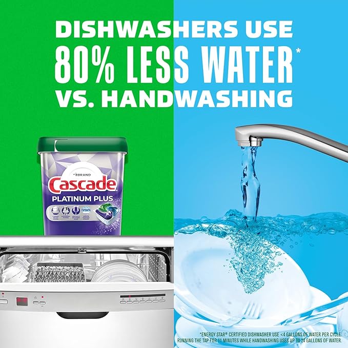 Cascade Platinum Plus Dishwasher Pods, Dish Detergent ActionPacs, Cleaning Supplies, Lemon, 52 Count