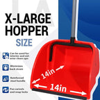 Commercial Broom and Dustpan Set, Jumbo Lobby Debris Dustpan (14inch*14inch), Heavy Duty Broom (14inch Width), 2 Sets, Red,for Indoor and Outdoor Cleaning,Red