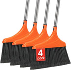 4 Pack Heavy-Duty Angle Broom for Floor Cleaning with 52" Long Handle Stiff Bristle Angle Commercial and Industrial Broom, Indoor Outdoor Broom for Garage Kitchen Office Lobby Patio