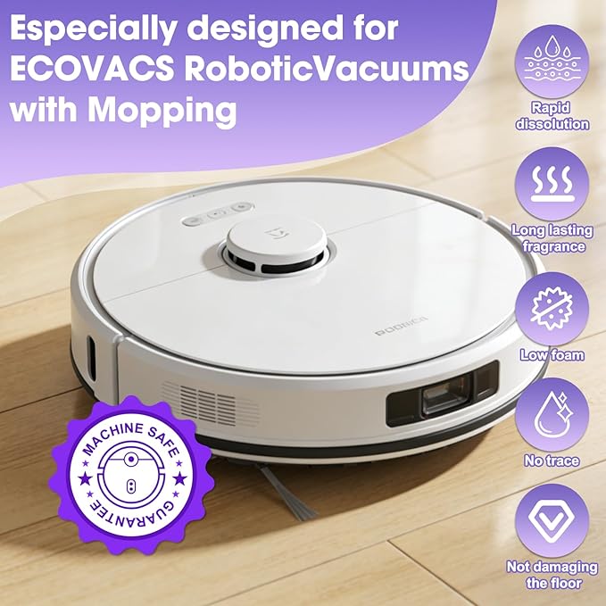 Lavender Scent Floor Cleaning Solution, 1L 33.8Fl Oz, Compatible with Ecovacs X1/X2/X5/X9/X11/T20/T30/T50/T80/N20/N30 Series and all other Robot Vacuum Cleaners, Deep Cleans, Residue-Free & Pet Safe