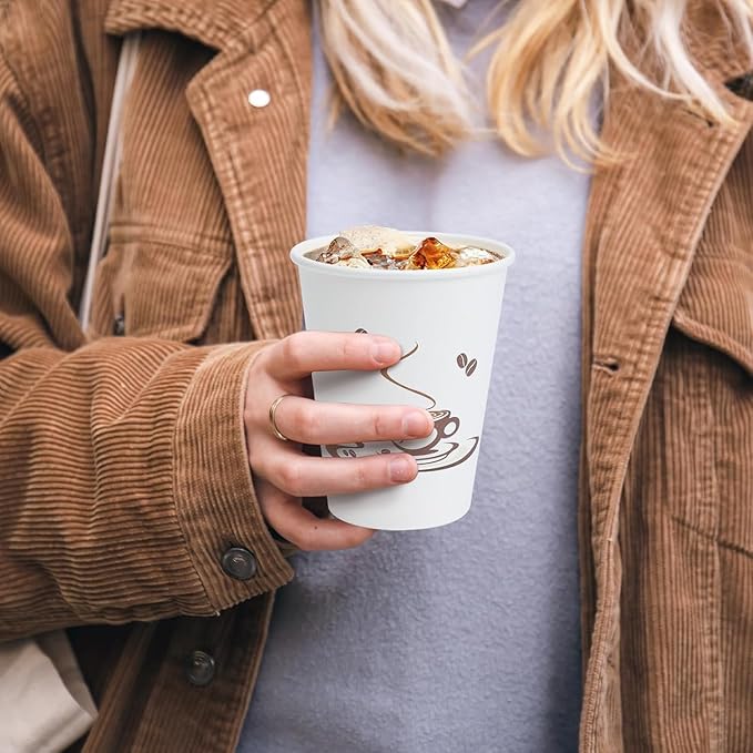 Lamosi 200 Pack 10 oz Coffee Cups, Disposable Paper Cups for Hot/Cold Beverage, Leak-Free Paper Coffee Cups for Cafe, Restaurant, Office and Home