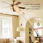 Extendable Lambswool Duster Stainless Steel Handle 133" Removable Feather Duster for Cleaning Ceiling Fans Interior Roof Furniture, Yellow