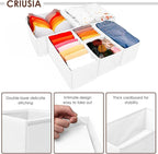 Criusia 6 Pack Clothes Drawer Organizer, Fabric Foldable Closet Dresser Drawer Organizer for Clothing, Bra Sock Underwear Drawer Organizer for Nursery Dorm Bedroom Organization (6 Bins, White)