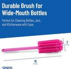 SPARTA Scrub Brush Bottle Brush, Dishwasher Safe Brush with Hanging Hole for Cleaning, Plastic, 16 Inches, Pink, (Pack of 4)