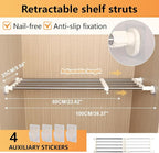 BAOYOUNI Tension Closet Shelf, Adjustable Storage Rack Separator Wardrobe Cupboard Divider Organizer Rod for Kitchen Bathroom Bedroom, 23.62-39.37 Inch