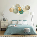 Tatuo 11 Pcs Boho Wall Basket Decor Bulrush Woven Wall Hanging Art Round Farmhouse Rustic Handmade Wicker for Summer Home, Bedroom, Living Room, Kitchen Decorations, Multi Sizes(Bright)
