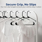 SereneLife Premium 20 Pack Plastic Hangers, Lightweight, Durable, Space Saving Clothes Organizers, Suitable for Shirts, Sweaters, Hoodies, Dresses, Kids Clothes, Good for Home Organization (Black)