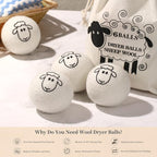 Dryer Balls Laundry Reusable - XL Wool Dryer Balls - Handmade Cute, Extra Large Dryer Balls, Shorten Drying Time, Organic Wool - Dry 1000+ Loads (6 Pack Sheep Pattern)