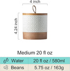 Miamolo Ceramic Jar with Lid, Coffee Canisters with Airtight Lids Kitchen Food Storage Container for Spice Loose Leaf Tea, Small Decorative Jars for Countertop Coffee Bar Accessories - White 20 fl.oz