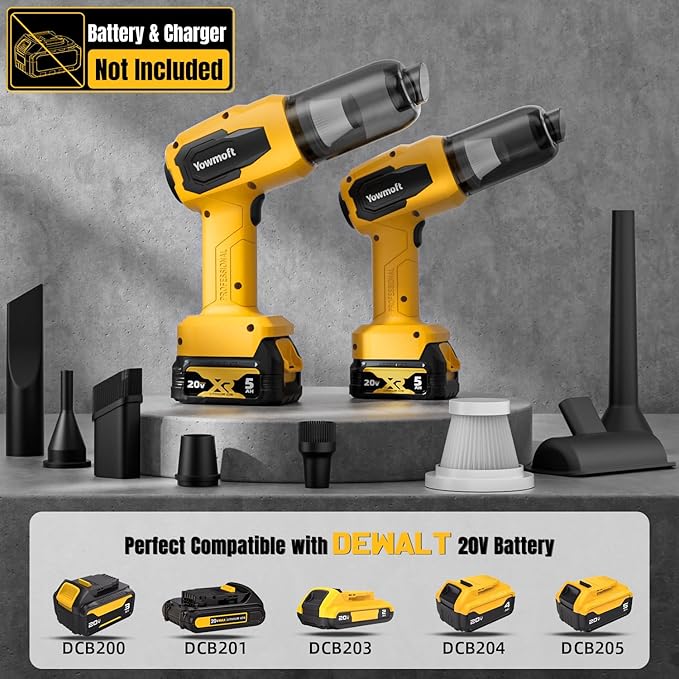 3 in 1 Handheld Car Vacuum Compatible with Dewalt 20V Battery with 21000pa Strong Suction, Handheld Vacuum Cordless & Blower with 200W Brushless Motor, Mini Vacuum Cleaner for Car, Home (No Battery)