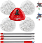 BonusLife Replacement Part Set for Oceda EasyWring Spin Mop 1-Tank System Only, 1 Handle, 1 Base, 4 Refills