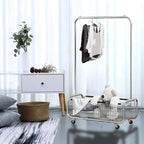 AUGMIRR Garment Rack With Storage Baskets,Clothing Rack for Hanging Clothes, Multi-functional Bedroom Clothes Rack with Wheels for Bedroom, Living Room, Easy Assembly (24inch length)