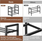 3-Tier Expandable Shoe Rack, Adjustable Shoe Shelf Storage Organizer Heavy Duty Metal Free Standing Shoe Rack for Entryway Closet Doorway (Black)
