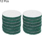HARFINGTON 12pcs Scrubber Scouring Pads 180 Grits 4 Inch Drill Power Brush Hoop and Loop Surface Conditioning Disc Drill Scuffing Disc Scrub Pads for Home Kitchen Cleaning, Green