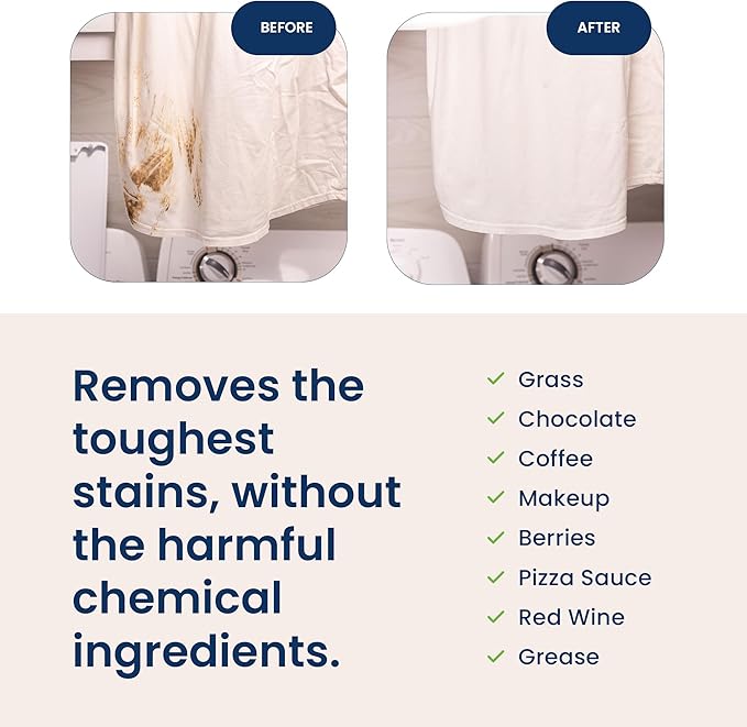 Truly Free Natural Laundry Detergent for Sensitive Skin | Eco Friendly, Plant Based, Baby Clothes Safe | Clean & Easy Powder to Liquid, 1 Pack Detergent + 1 Refillable Jug | Unscented, 50 Loads