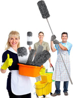Microfiber Feather Duster with Extension Pole 30 to 100 inches, Reusable,Bendable, Washable Dusters for Cleaning Ceiling Fan, High Ceiling, Blinds, Furniture & Cars, 12PCS