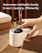 GAIATOP Fabric Shaver Rechargeable Lint Remover 3 Speeds Sweater Defuzzer, Cute Digital Screen Large Storage 6-Leaf Blades, Fuzz Pills Bobbles Trimmer for Clothes Furniture Bedclothes White 1 pcs