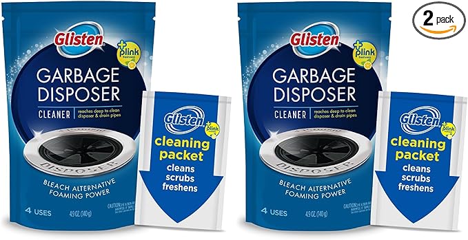 Glisten GLISTEN-DP06N-PB-2/PACK DP06N-PB Garbage Disposer Foaming Cleaner, Lemon Scent, 2-Pack (8 Uses), 2 Pack, Blue, 2 Count, 4.9 Ounce (Pack of 2), 9 Ounce