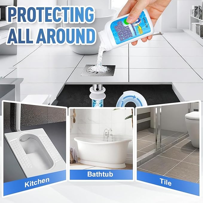 Pipeline Dredging Agent, 350ml Drain Clog Remover Agent, Quick Cleaning Drain Toilet Cleaner Tool, Powerful Sink and Dr-ain Cleaner Powder for Kitchen Toilet (2Pcs)